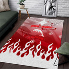 Personalized Dolphins Area Rug Y2K Grunge Aesthetic With Cyber Flames and Starburst Graphics