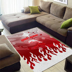 Personalized Dolphins Area Rug Y2K Grunge Aesthetic With Cyber Flames and Starburst Graphics