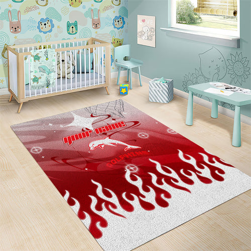Personalized Dolphins Area Rug Y2K Grunge Aesthetic With Cyber Flames and Starburst Graphics