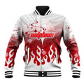 Personalized Dolphins Baseball Jacket Y2K Grunge Aesthetic With Cyber Flames and Starburst Graphics
