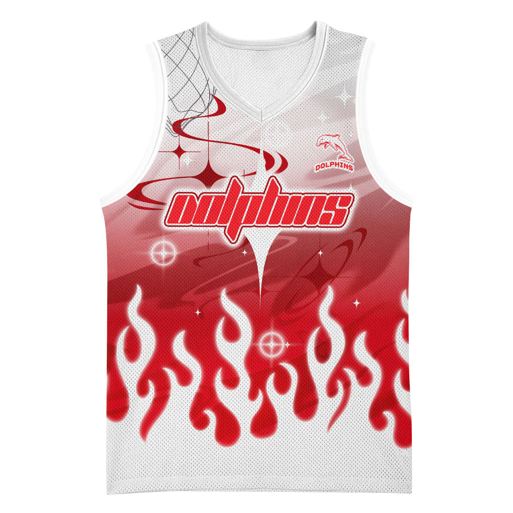Personalized Dolphins Basketball Jersey Y2K Grunge Aesthetic With Cyber Flames and Starburst Graphics