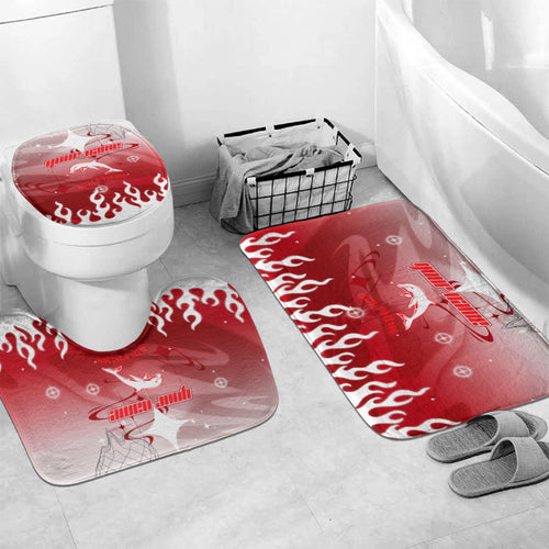 Personalized Dolphins Bathroom Set Y2K Grunge Aesthetic With Cyber Flames and Starburst Graphics