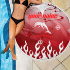 Personalized Dolphins Beach Blanket Y2K Grunge Aesthetic With Cyber Flames and Starburst Graphics