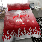 Personalized Dolphins Bedding Set Y2K Grunge Aesthetic With Cyber Flames and Starburst Graphics