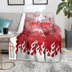 Personalized Dolphins Blanket Y2K Grunge Aesthetic With Cyber Flames and Starburst Graphics