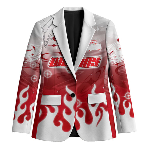 Personalized Dolphins Blazer Y2K Grunge Aesthetic With Cyber Flames and Starburst Graphics