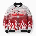 Personalized Dolphins Bomber Puffer Jacket Y2K Grunge Aesthetic With Cyber Flames and Starburst Graphics