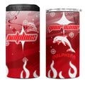 Personalized Dolphins 4 in 1 Can Cooler Tumbler Y2K Grunge Aesthetic With Cyber Flames and Starburst Graphics