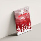 Personalized Dolphins Canvas Wall Art Y2K Grunge Aesthetic With Cyber Flames and Starburst Graphics