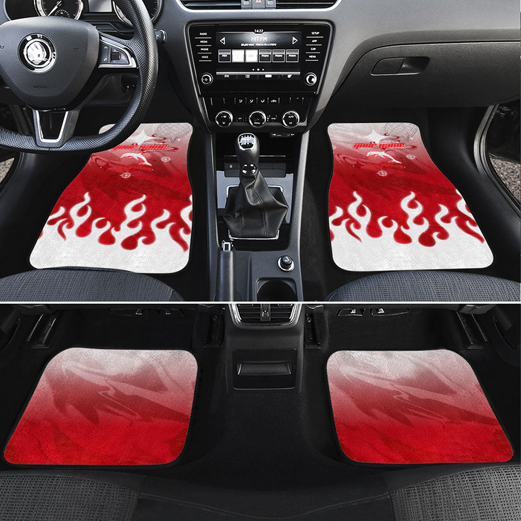 Personalized Dolphins Car Mats Y2K Grunge Aesthetic With Cyber Flames and Starburst Graphics