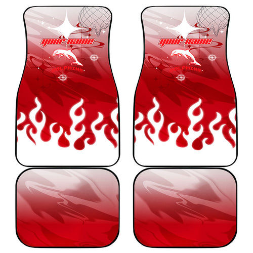 Personalized Dolphins Car Mats Y2K Grunge Aesthetic With Cyber Flames and Starburst Graphics