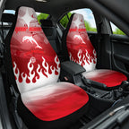 Personalized Dolphins Car Seat Cover Y2K Grunge Aesthetic With Cyber Flames and Starburst Graphics
