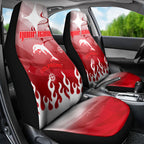 Personalized Dolphins Car Seat Cover Y2K Grunge Aesthetic With Cyber Flames and Starburst Graphics