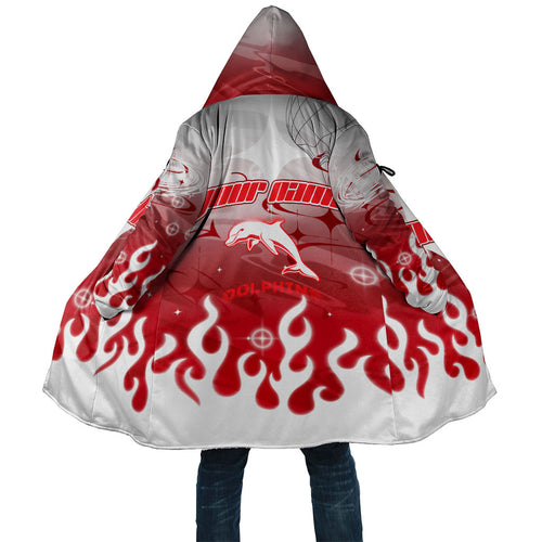 Personalized Dolphins Cloak Y2K Grunge Aesthetic With Cyber Flames and Starburst Graphics