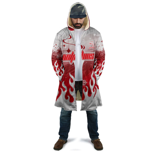 Personalized Dolphins Cloak Y2K Grunge Aesthetic With Cyber Flames and Starburst Graphics