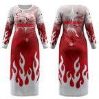 Personalized Dolphins Couples Matching Long Sleeve Bodycon Dress and Long Sleeve Button Shirt Y2K Grunge Aesthetic With Cyber Flames and Starburst Graphics