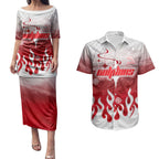 Personalized Dolphins Couples Matching Puletasi and Hawaiian Shirt Y2K Grunge Aesthetic With Cyber Flames and Starburst Graphics