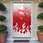 Personalized Dolphins Door Cover Y2K Grunge Aesthetic With Cyber Flames and Starburst Graphics