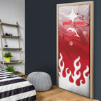 Personalized Dolphins Door Cover Y2K Grunge Aesthetic With Cyber Flames and Starburst Graphics