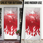 Personalized Dolphins Door Cover Y2K Grunge Aesthetic With Cyber Flames and Starburst Graphics