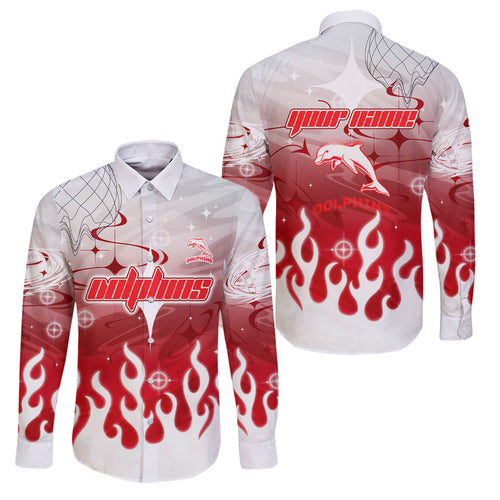 Personalized Dolphins Family Matching Puletasi and Hawaiian Shirt Y2K Grunge Aesthetic With Cyber Flames and Starburst Graphics