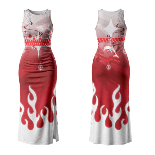 Personalized Dolphins Family Matching Tank Maxi Dress and Hawaiian Shirt Y2K Grunge Aesthetic With Cyber Flames and Starburst Graphics
