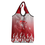 Personalized Dolphins Grocery Bag Y2K Grunge Aesthetic With Cyber Flames and Starburst Graphics