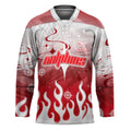 Personalized Dolphins Hockey Jersey Y2K Grunge Aesthetic With Cyber Flames and Starburst Graphics