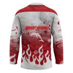 Personalized Dolphins Hockey Jersey Y2K Grunge Aesthetic With Cyber Flames and Starburst Graphics