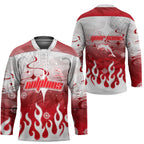 Personalized Dolphins Hockey Jersey Y2K Grunge Aesthetic With Cyber Flames and Starburst Graphics