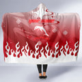 Personalized Dolphins Hooded Blanket Y2K Grunge Aesthetic With Cyber Flames and Starburst Graphics