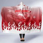 Personalized Dolphins Hooded Blanket Y2K Grunge Aesthetic With Cyber Flames and Starburst Graphics
