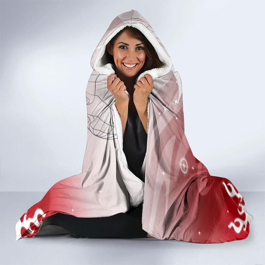 Personalized Dolphins Hooded Blanket Y2K Grunge Aesthetic With Cyber Flames and Starburst Graphics