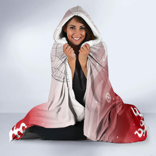 Personalized Dolphins Hooded Blanket Y2K Grunge Aesthetic With Cyber Flames and Starburst Graphics