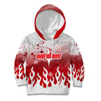 Personalized Dolphins Kid Hoodie Y2K Grunge Aesthetic With Cyber Flames and Starburst Graphics