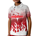 Personalized Dolphins Kid Polo Shirt Y2K Grunge Aesthetic With Cyber Flames and Starburst Graphics