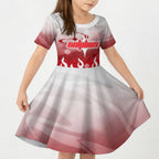 Personalized Dolphins Kid Short Sleeve Dress Y2K Grunge Aesthetic With Cyber Flames and Starburst Graphics