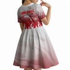 Personalized Dolphins Kid Short Sleeve Dress Y2K Grunge Aesthetic With Cyber Flames and Starburst Graphics