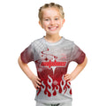 Personalized Dolphins Kid T Shirt Y2K Grunge Aesthetic With Cyber Flames and Starburst Graphics