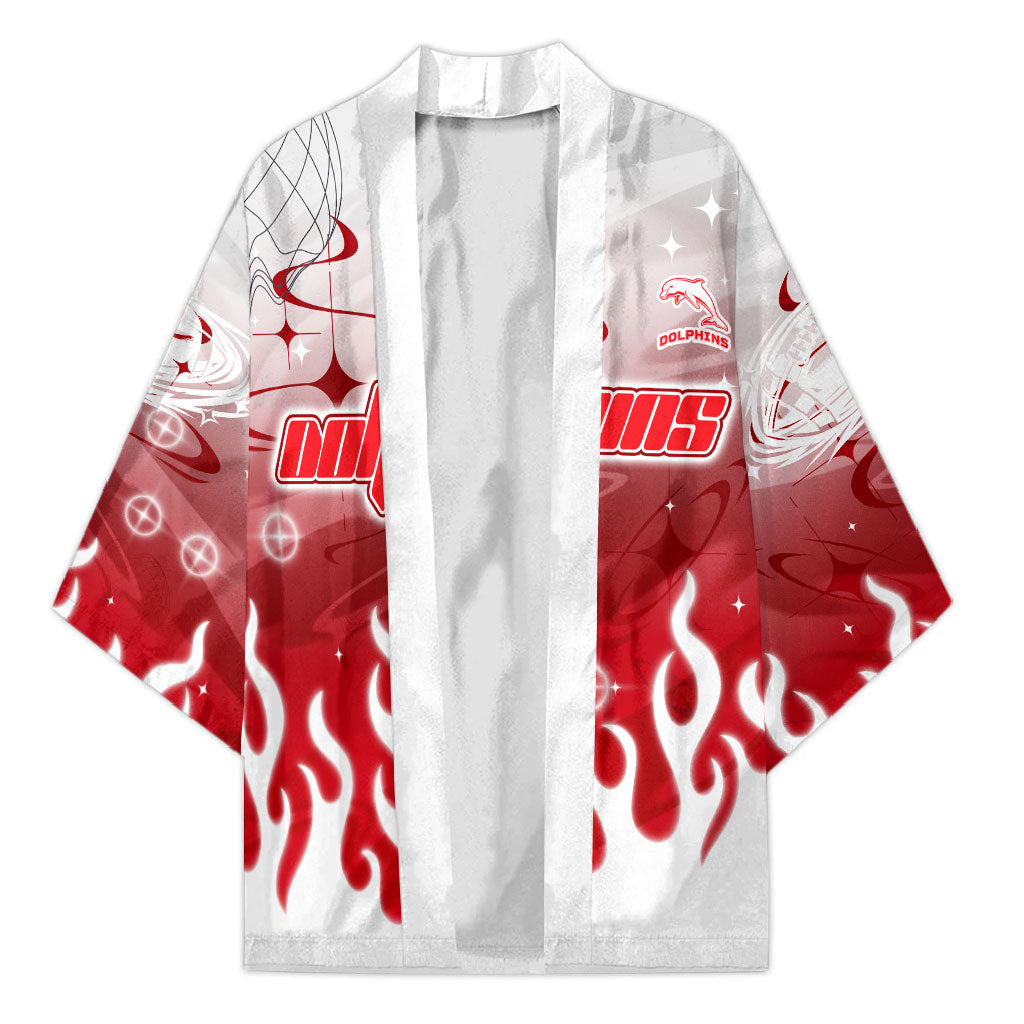 Personalized Dolphins Kimono Y2K Grunge Aesthetic With Cyber Flames and Starburst Graphics