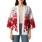 Personalized Dolphins Kimono Y2K Grunge Aesthetic With Cyber Flames and Starburst Graphics