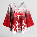 Personalized Dolphins Kimono Sleeve Blouse Y2K Grunge Aesthetic With Cyber Flames and Starburst Graphics