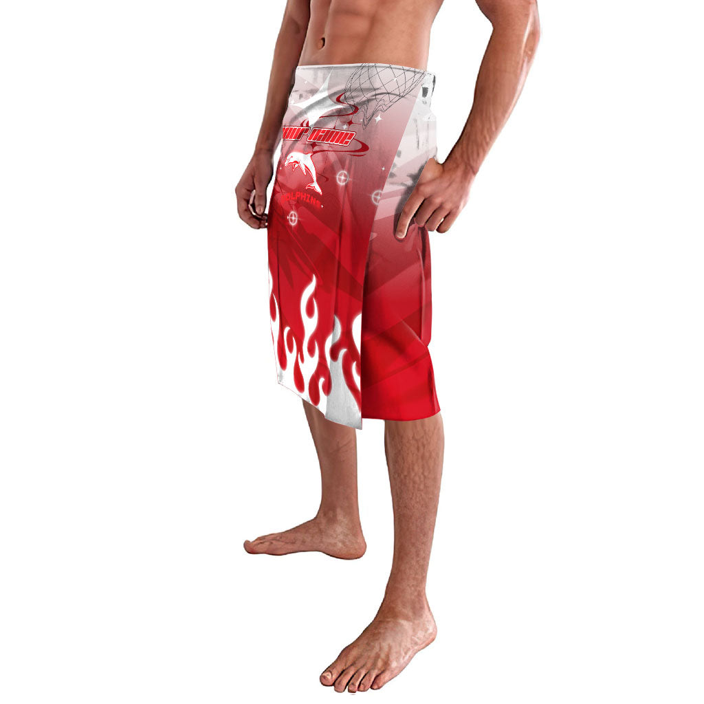 Personalized Dolphins Lavalava Y2K Grunge Aesthetic With Cyber Flames and Starburst Graphics