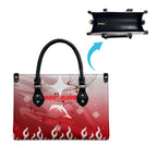 Personalized Dolphins Leather Bag Y2K Grunge Aesthetic With Cyber Flames and Starburst Graphics