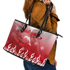Personalized Dolphins Leather Tote Bag Y2K Grunge Aesthetic With Cyber Flames and Starburst Graphics