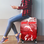 Personalized Dolphins Luggage Cover Y2K Grunge Aesthetic With Cyber Flames and Starburst Graphics