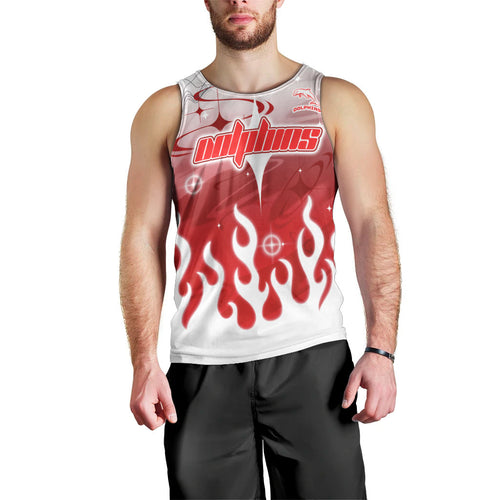 Personalized Dolphins Men Tank Top Y2K Grunge Aesthetic With Cyber Flames and Starburst Graphics