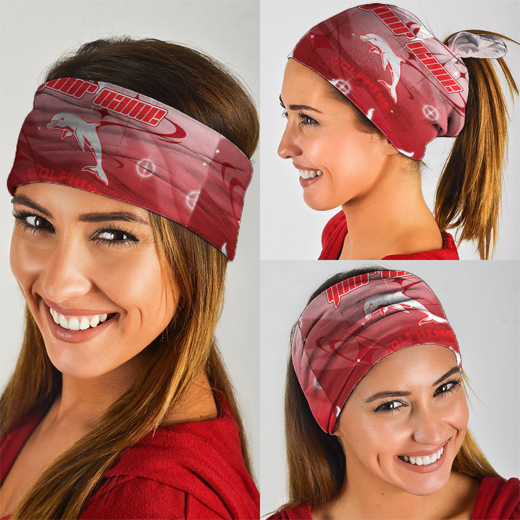 Personalized Dolphins Neck Gaiter Y2K Grunge Aesthetic With Cyber Flames and Starburst Graphics