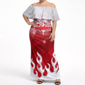 Personalized Dolphins Off Shoulder Maxi Dress Y2K Grunge Aesthetic With Cyber Flames and Starburst Graphics