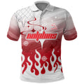 Personalized Dolphins Polo Shirt Y2K Grunge Aesthetic With Cyber Flames and Starburst Graphics